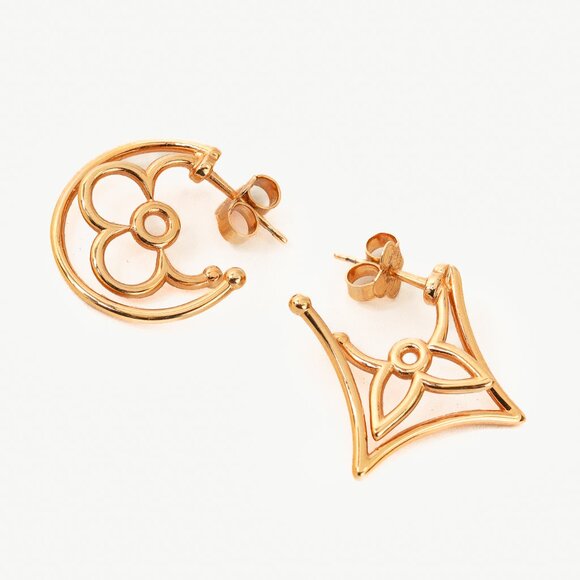 Louis Vuitton LV Twiggy Gold-Tone Monogram Earrings - Picture 1 of 3
